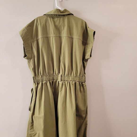Free Assembly Button Midi Trench Dress Womens Utility Green No Belt Size Xs - Picture 4 of 10